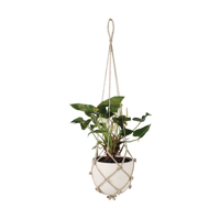 Makramé závěsný květináč z bavlny – krémový, ruční práce, boho styl | Proutídekorace.cz